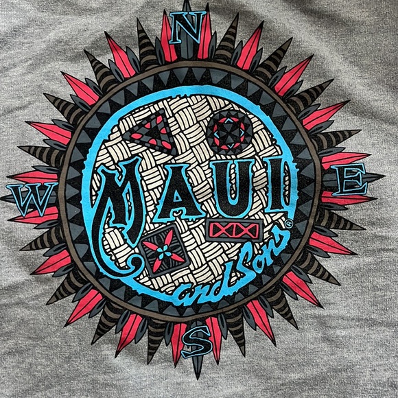 Maui and Sons Culture Compass Hoodie Zip Up Sweatshirt Heather Grey Medium - Picture 9 of 12